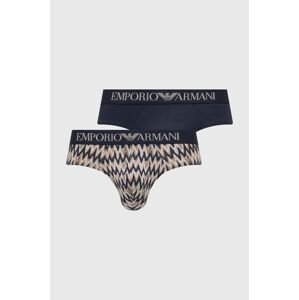 Slipy Emporio Armani Underwear 2-pak pánske, tmavomodrá farba, 111733 4R504