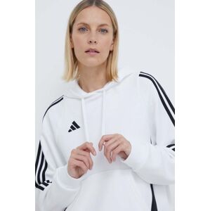 Tepláková mikina adidas Performance Tiro24 biela farba, s kapucňou, s nášivkou, IR7508