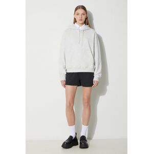 Mikina New Balance French Terry Small Logo Hoodie dámska, šedá farba, s kapucňou, melanžová, WT41507AHH