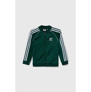 Detská mikina adidas Originals zelená farba, s nášivkou