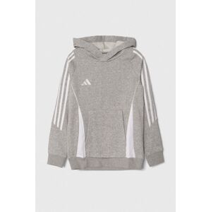 Detská mikina adidas Performance TIRO24 SWHOODY šedá farba, s kapucňou, melanžová