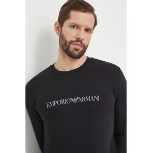 Mikina s kapucňou Emporio Armani Underwear čierna farba, s potlačou, 111785 4R571