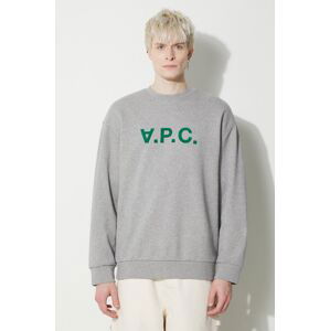 Bavlnená mikina A.P.C. Sweat Eliot pánska, šedá farba, s potlačou, COFDX.H27836.PLB