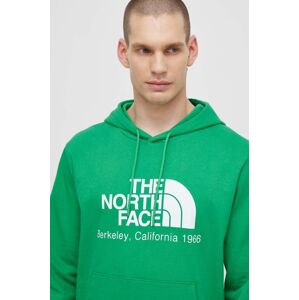 Bavlnená mikina The North Face M Berkeley California Hoodie pánska, zelená farba, s kapucňou, s potlačou, NF0A55GFPO81