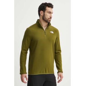 Športová mikina The North Face M 100 Glacier 1/4 Zip zelená farba, jednofarebná, NF0A855WPIB1