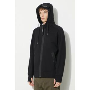 Bavlnená mikina C.P. Company Diagonal Raised Fleece Goggle pánska, čierna farba, s kapucňou, jednofarebná, 16CMSS082A005086W
