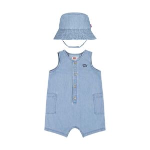 Detské bavlnené dupačky Levi's LVB DENIM ROMPER & BUCKET HAT