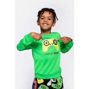 Detská bavlnená košeľa s dlhým rukávom Coccodrillo zelená farba, s potlačou
