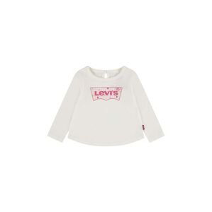 Detské bavlnené tričko s dlhým rukávom Levi's LVG CURVED HEM LS TEE béžová farba
