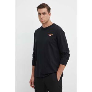 Bavlnené tričko s dlhým rukávom Polo Ralph Lauren čierna farba,s nášivkou,710814128