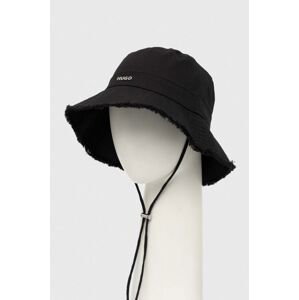 Bavlnený klobúk HUGO čierna farba, bavlnený