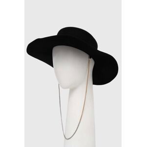 Vlnený klobúk AllSaints čierna farba, vlnený