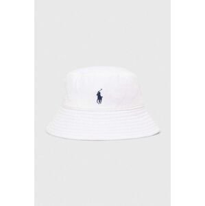 Ľanový klobúk Polo Ralph Lauren biela farba,455938465