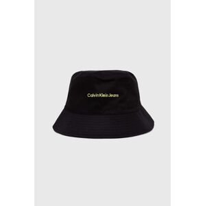 Bavlnený klobúk Calvin Klein Jeans čierna farba, bavlnený