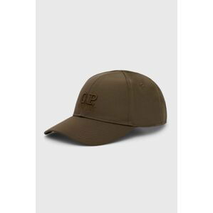 Šiltovka C.P. Company Chrome-R Logo Cap zelená farba, s nášivkou, 16CMAC147A005904A