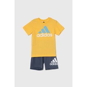 Detská bavlnená súprava adidas žltá farba