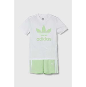 Detská bavlnená súprava adidas Originals zelená farba