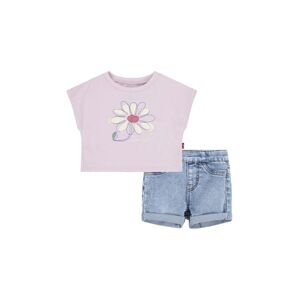 Sada pre bábätká Levi's LVG FLORAL DOLMAN TEE & SHORT ružová farba