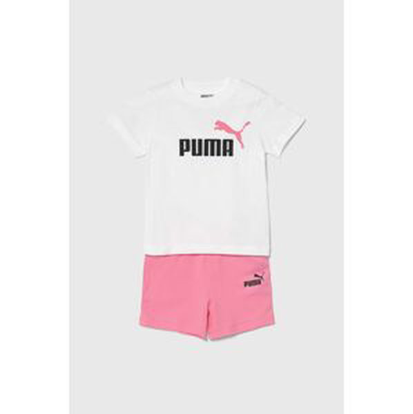 Detská bavlnená súprava Puma Minicats & Shorts Set ružová farba