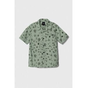 Detská bavlnená košeľa Vans zelená farba