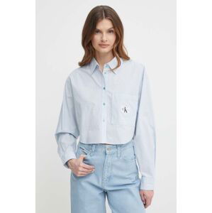 Bavlnená košeľa Calvin Klein Jeans dámska, voľný strih, s klasickým golierom