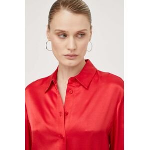 Košeľa Samsoe Samsoe dámska, červená farba, regular, s klasickým golierom