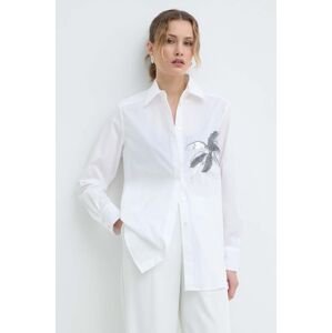 Košeľa Marella dámska,biela farba,voľný strih,s klasickým golierom,2413111121200