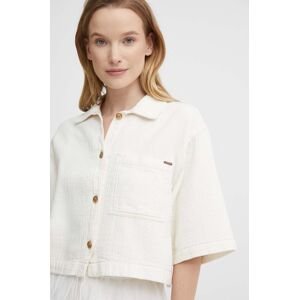 Bavlnená košeľa Pepe Jeans ELLE ECRU dámska, béžová farba, voľný strih, s klasickým golierom, PL304844