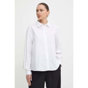Bavlnená košeľa Armani Exchange dámska, biela farba, regular, s klasickým golierom, 3DYC27 YN4RZ