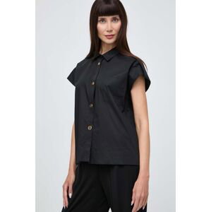 Košeľa Twinset dámska, čierna farba, voľný strih, s klasickým golierom