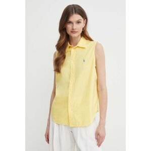 Bavlnená košeľa Polo Ralph Lauren dámska, žltá farba, regular, s klasickým golierom, 211906512