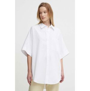 Košeľa Calvin Klein dámska,biela farba,voľný strih,s klasickým golierom,K20K206596