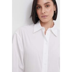 Bavlnená košeľa Calvin Klein dámska, biela farba, slim, s klasickým golierom