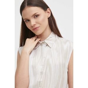 Košeľa Calvin Klein dámska, béžová farba, regular, s klasickým golierom, K20K206682