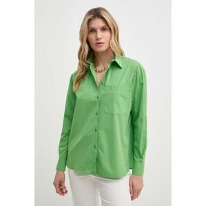 Bavlnená košeľa MAX&Co. dámska,zelená farba,voľný strih,s klasickým golierom,2416111044200