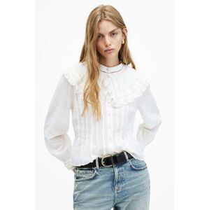 Košeľa AllSaints OLEA TOP dámska, biela farba, slim, s klasickým golierom, WM506Z