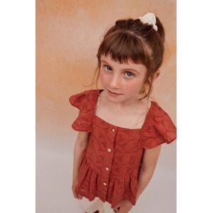 Detská bavlnená blúzka zippy bordová farba, vzorovaná