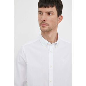 Bavlnená košeľa Barbour pánska, biela farba, regular, s golierom button-down