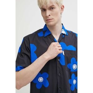 Bavlnená košeľa Hugo Blue pánska, čierna farba, voľný strih, 50513855