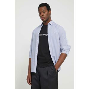Bavlnená košeľa Armani Exchange pánska, tmavomodrá farba, regular, s klasickým golierom