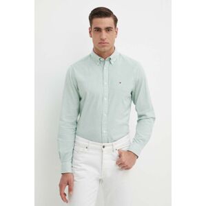 Košeľa Tommy Hilfiger pánska, zelená farba, regular, s golierom button-down, MW0MW30935