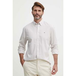 Košeľa Tommy Hilfiger pánska,béžová farba,regular,s golierom button-down,MW0MW30935