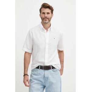 Košeľa s prímesou ľanu Tommy Hilfiger biela farba,regular,s golierom button-down,MW0MW35323