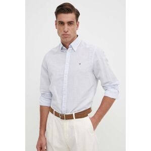 Košeľa s prímesou ľanu Tommy Hilfiger regular, s golierom button-down, MW0MW34632