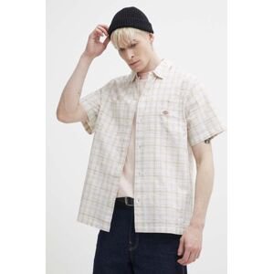 Bavlnená košeľa Dickies SURRY pánska, béžová farba, regular, s klasickým golierom, DK0A4YS5