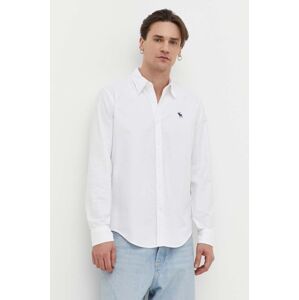 Košeľa Abercrombie & Fitch pánska, biela farba, regular, s golierom button-down