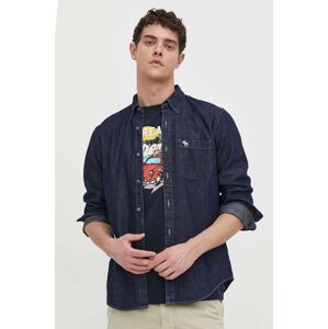 Bavlnená košeľa Abercrombie & Fitch pánska, tmavomodrá farba, regular, s golierom button-down