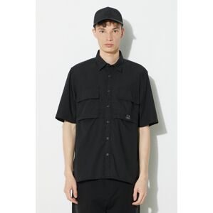 Bavlnená košeľa C.P. Company Cotton Rip-Stop pánska, čierna farba, regular, s klasickým golierom, 16CMSH213A005691G