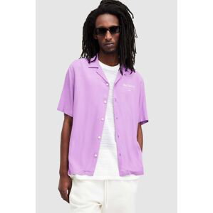 Košeľa AllSaints ACCESS SS SHIRT pánska, fialová farba, voľný strih, M064SA