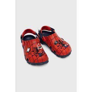 Detské šľapky Crocs TEAM SPIDERMAN ALLERAIN CLOG červená farba